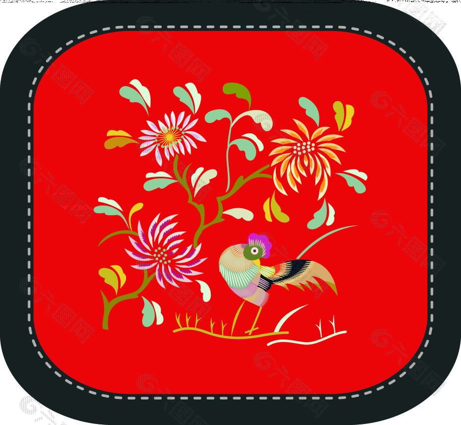 花鸟传统刺绣花纹