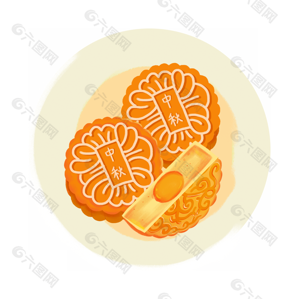 手绘中秋节蛋黄月饼图片素材