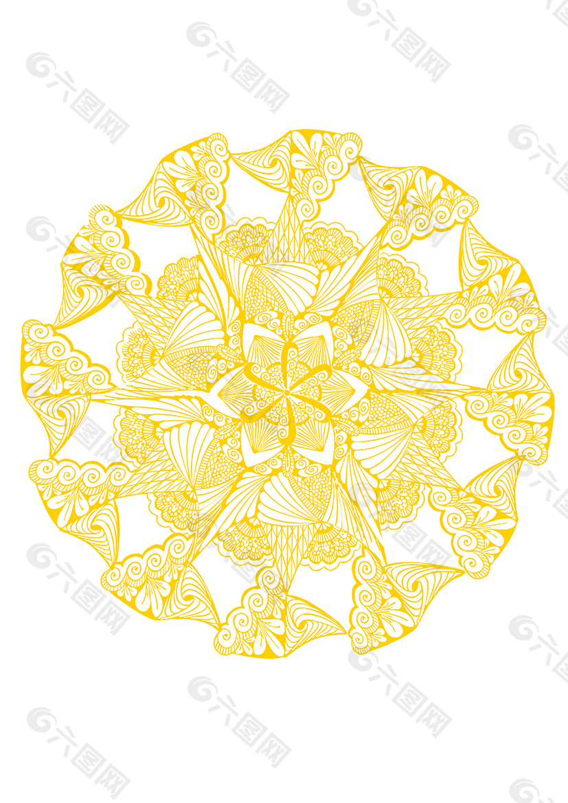 黄色花纹素材设计