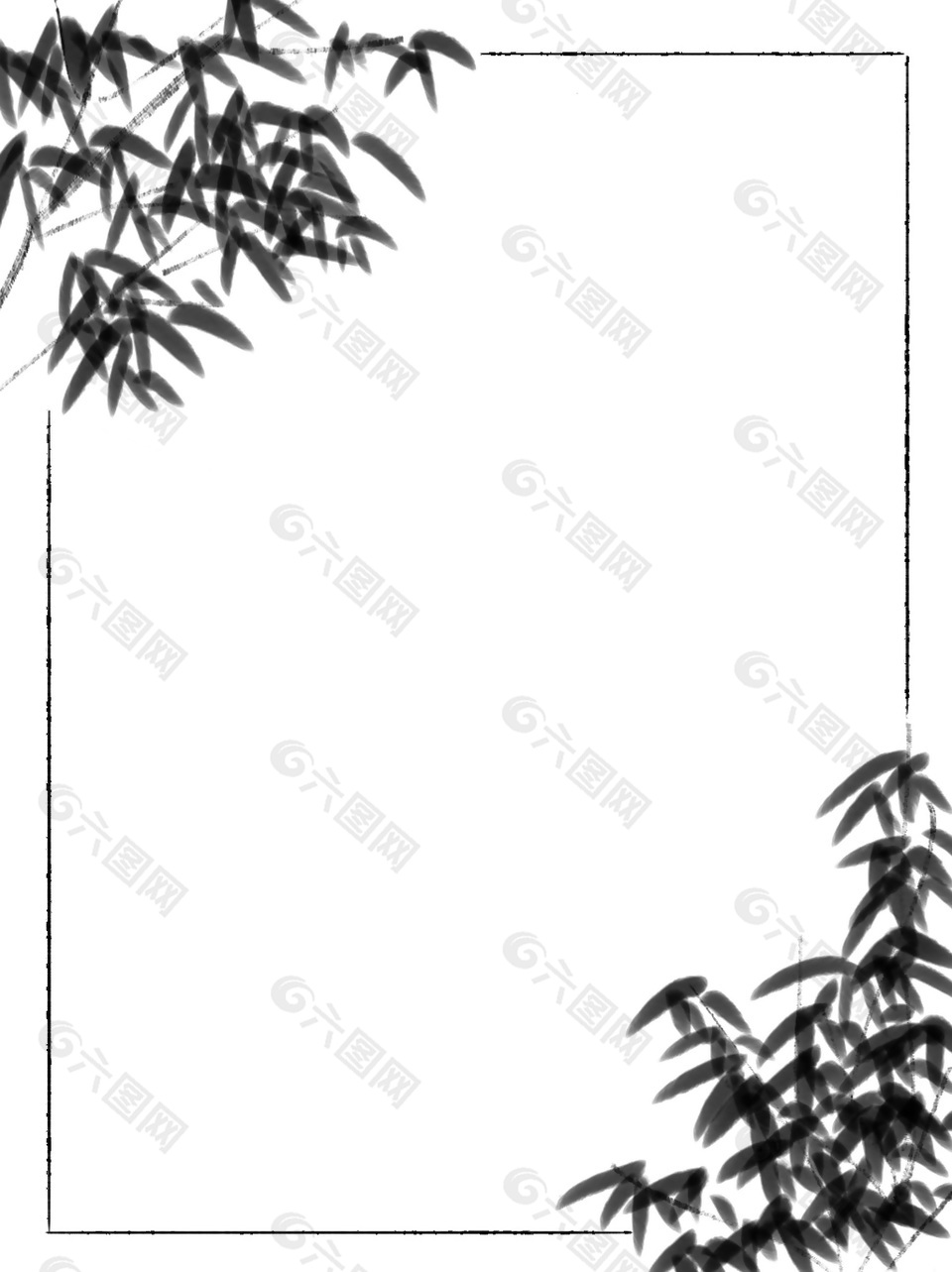 中国风竹子黑白水墨背景素材图片