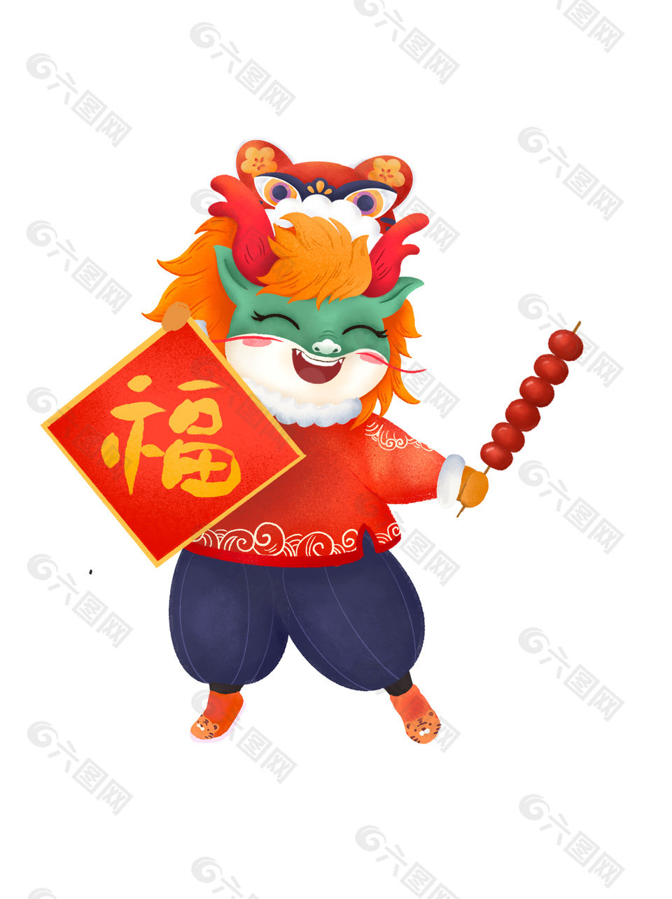 龙年新春卡通龙形象拟人风格素材