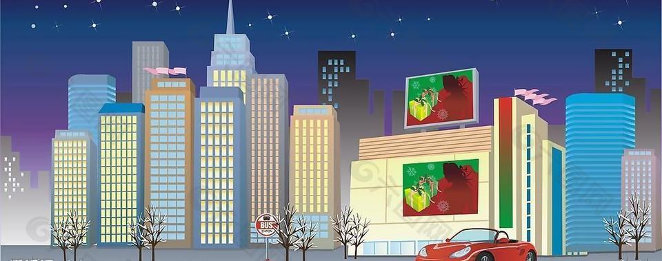 城市背景矢量素材