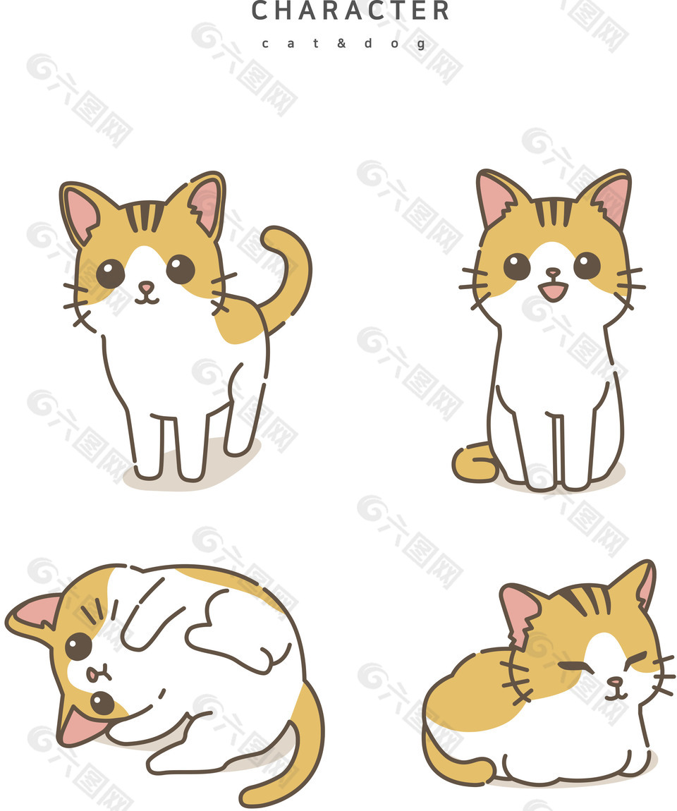 可爱橘色猫咪插画