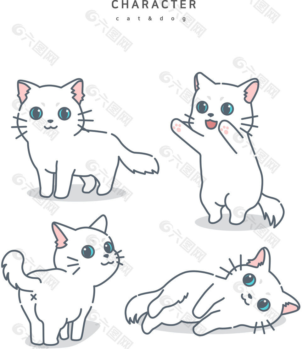 小白猫可爱插画设计
