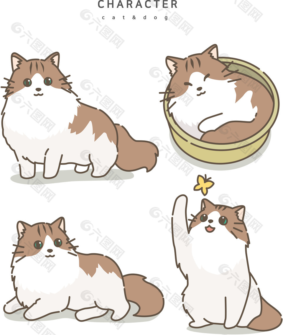 可爱布偶猫插画设计