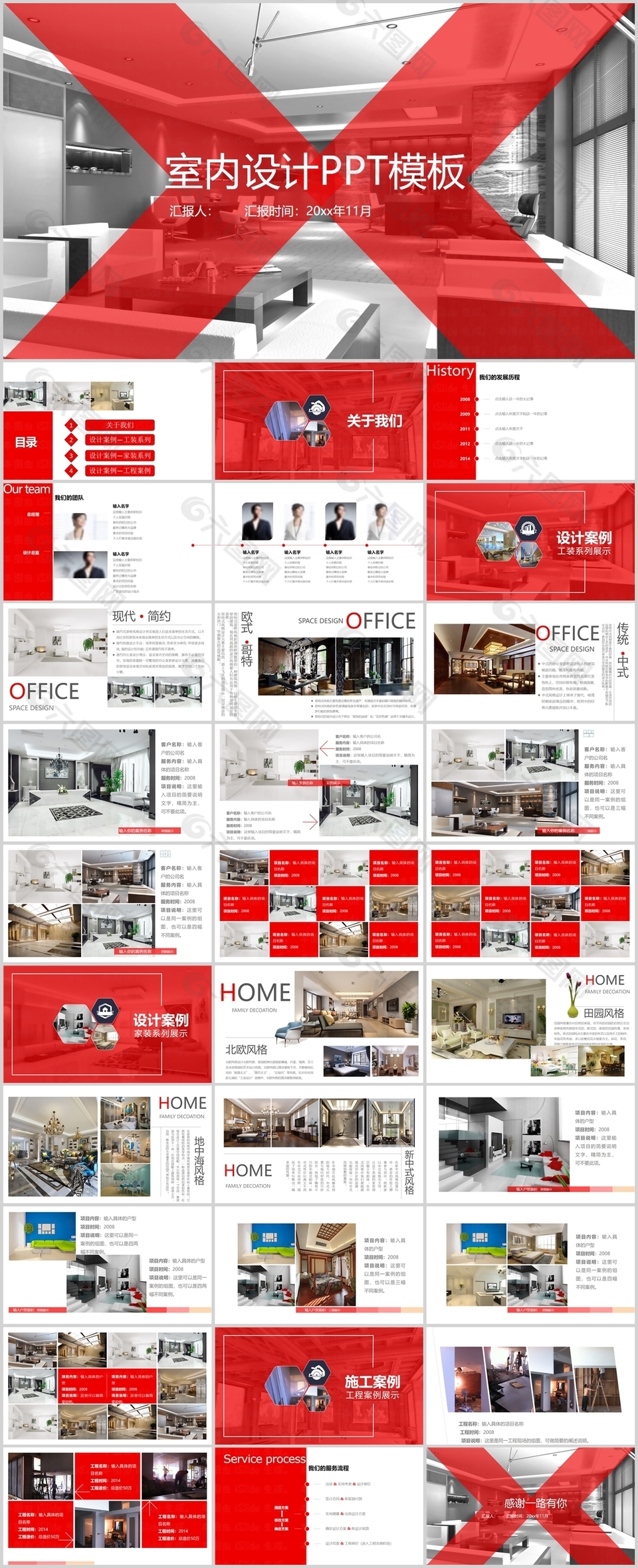 创意时尚室内设计工作汇报PPT模板