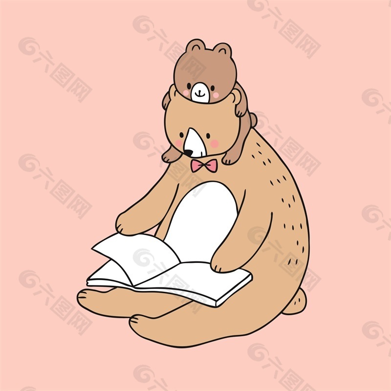可爱粉色小熊插画