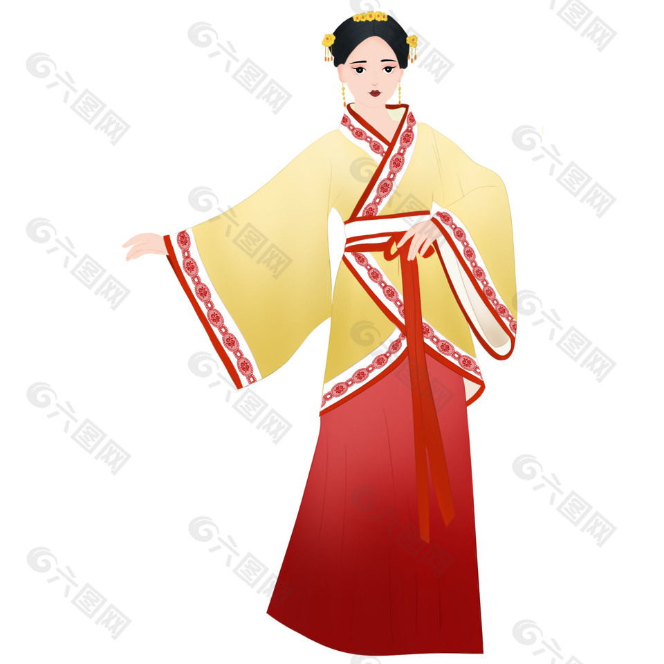 手绘古代中国风国潮女性插画