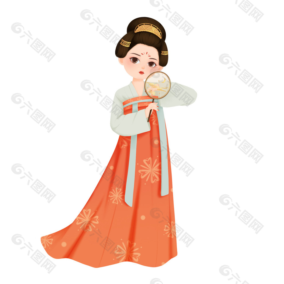 手绘古代中国风国潮女性插画