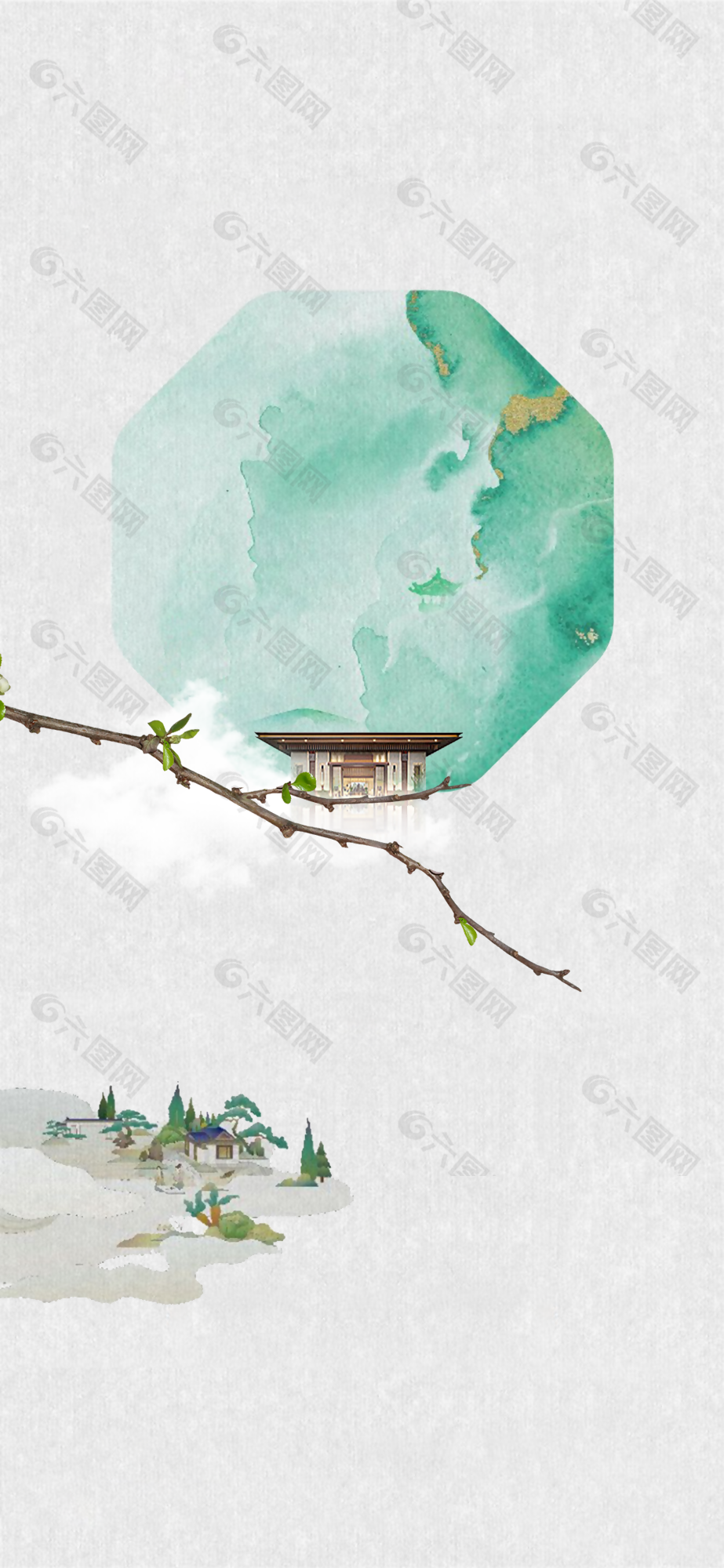 水墨传统高端大气中式背景图下载