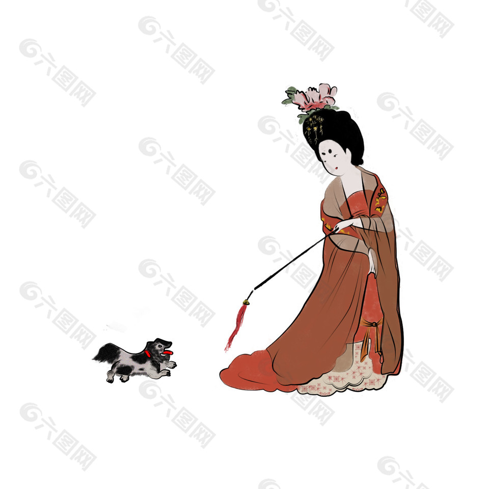 古代仕女中国风国潮插画元素