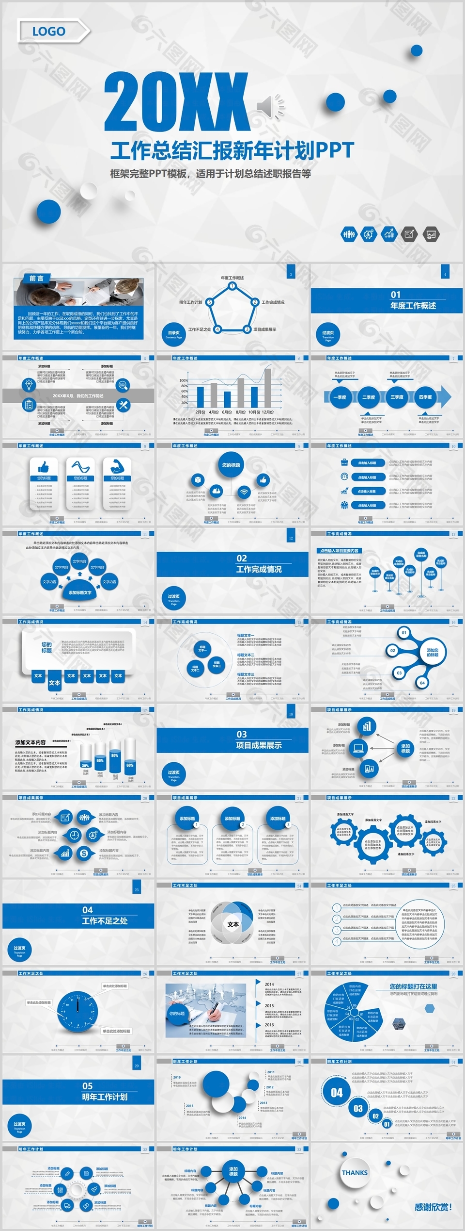 简约实用工作总结汇报计划PPT模板