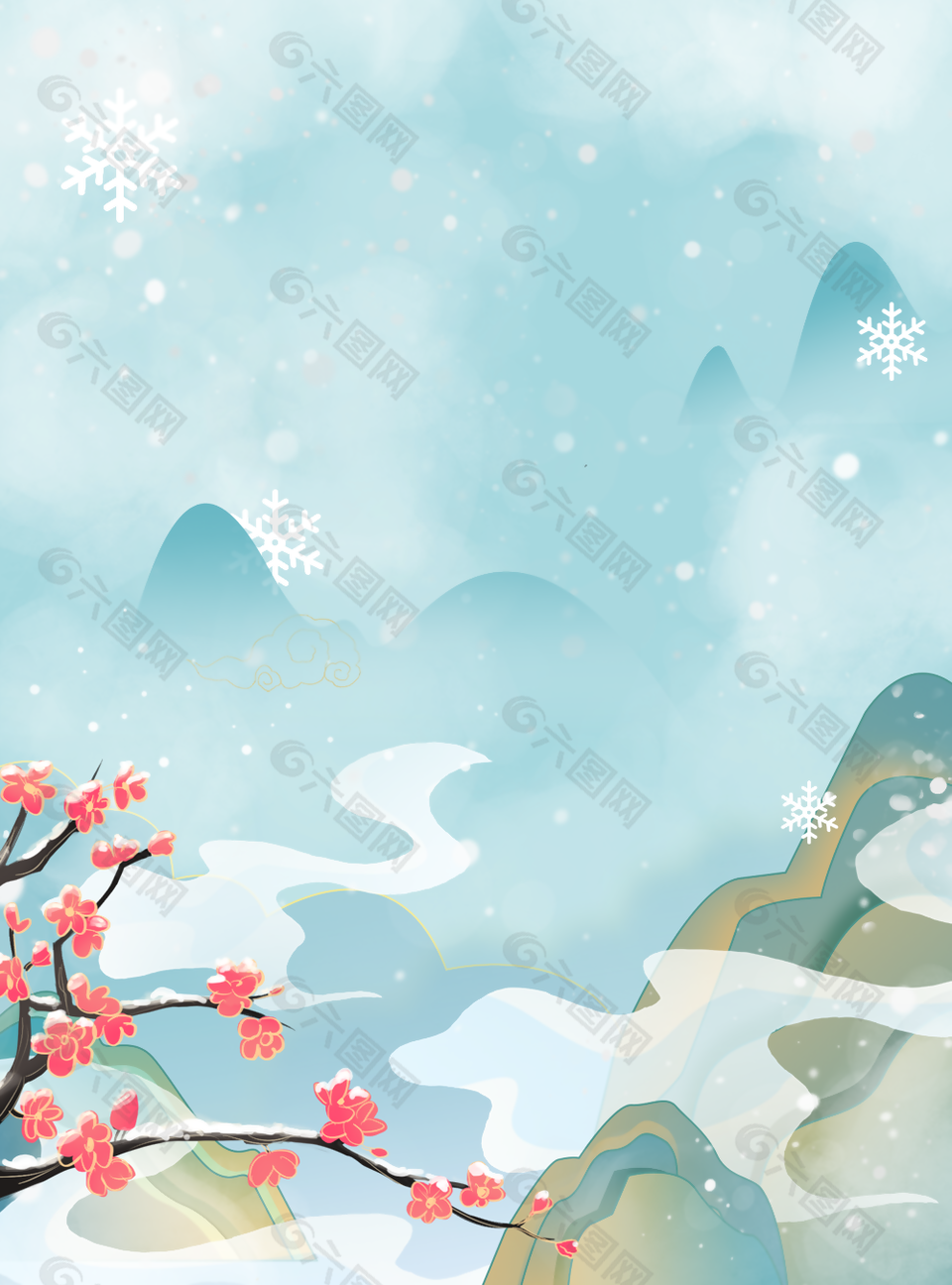 典雅中国风冬季大自然H5背景图下载