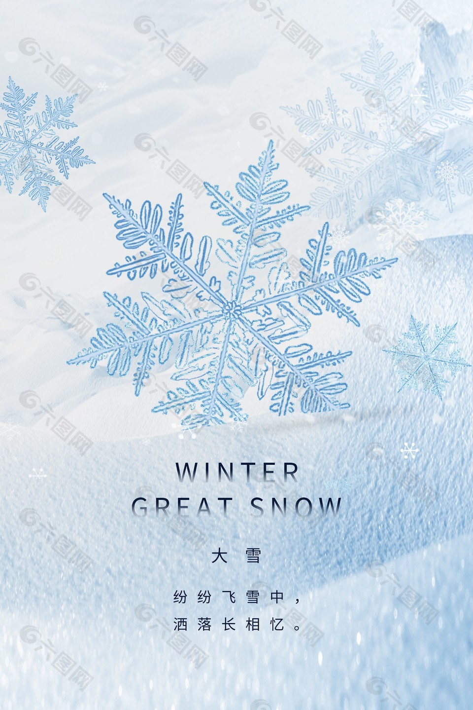 大雪时节清冷意境海报