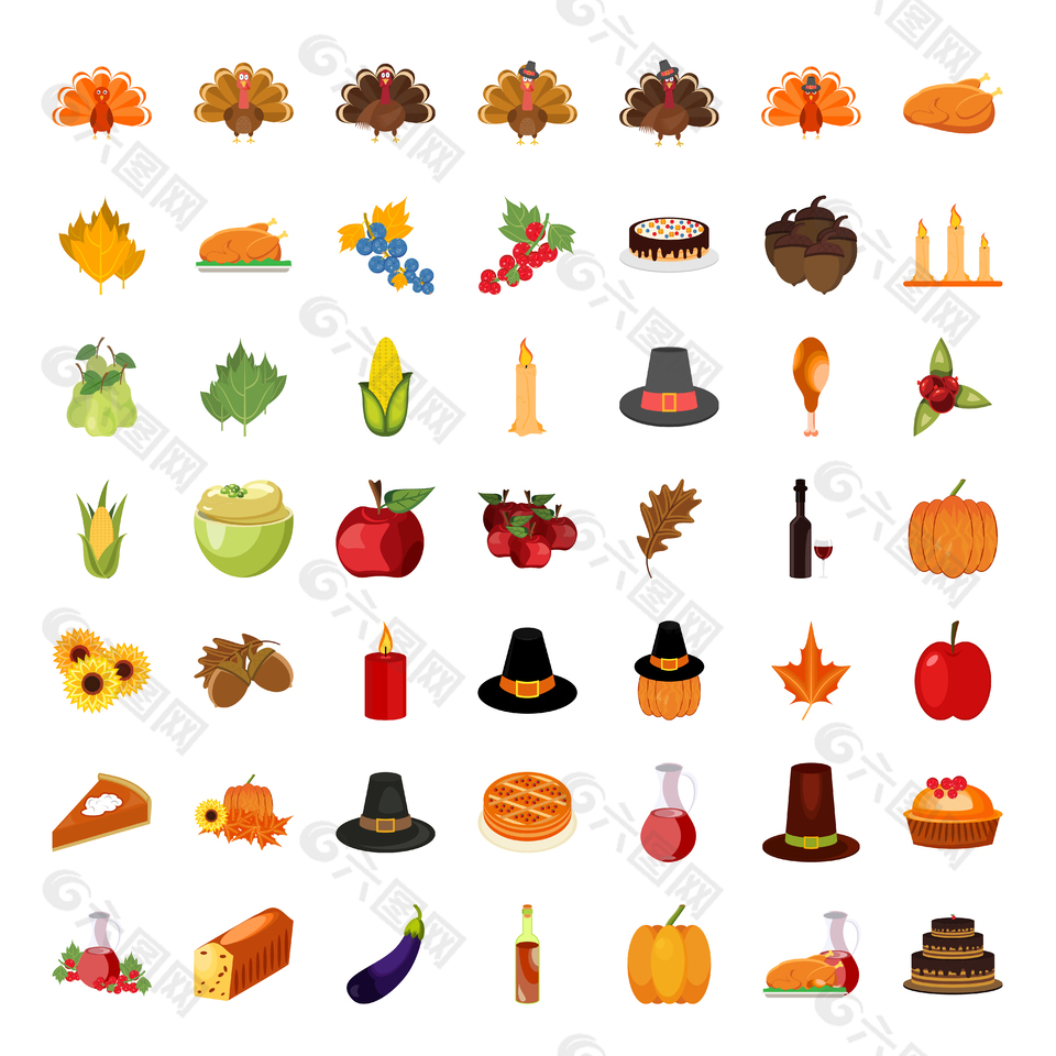 感恩节元素图标