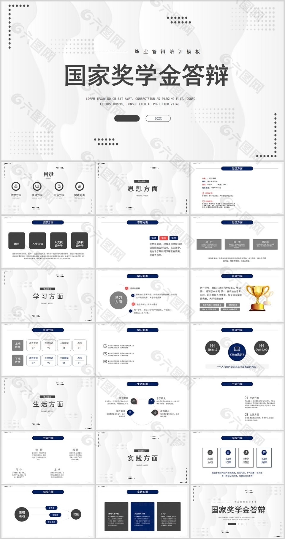 严谨实用国家奖学金答辩报告PPT模板