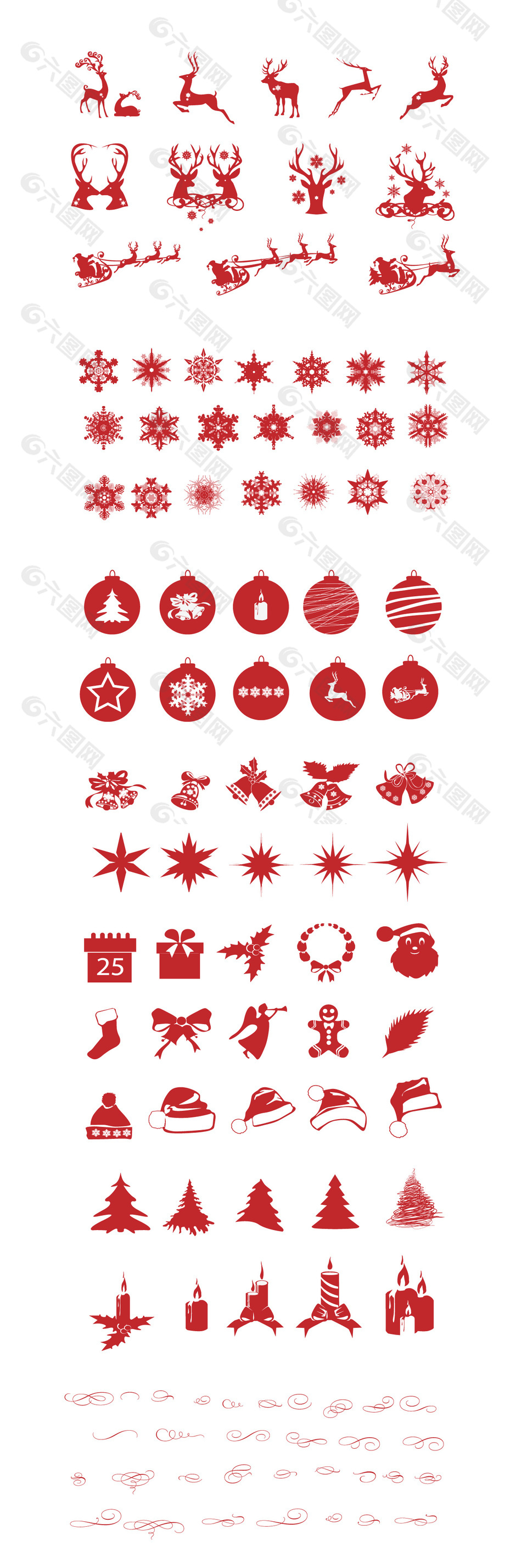 圣诞节驯鹿雪花铃铛