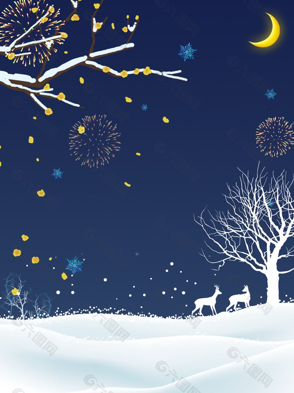 梦幻唯美简约手绘圣诞节背景图下载