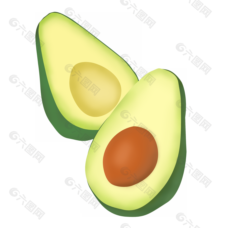 水果插画写实绿色牛油果图片