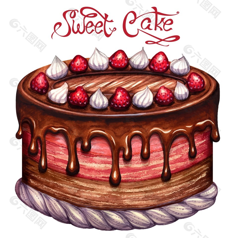 生日蛋糕家庭生日插画