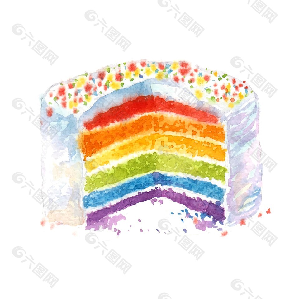 卡通彩虹蛋糕插画壁纸