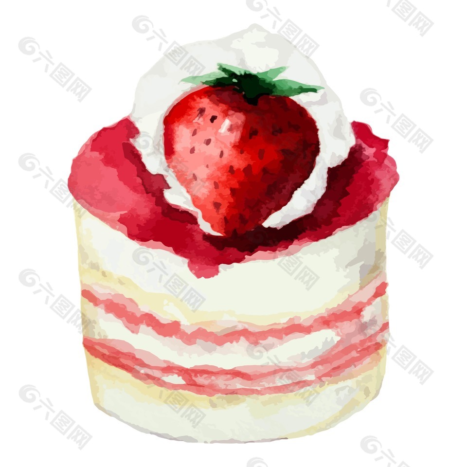 美味草莓蛋糕甜点插画