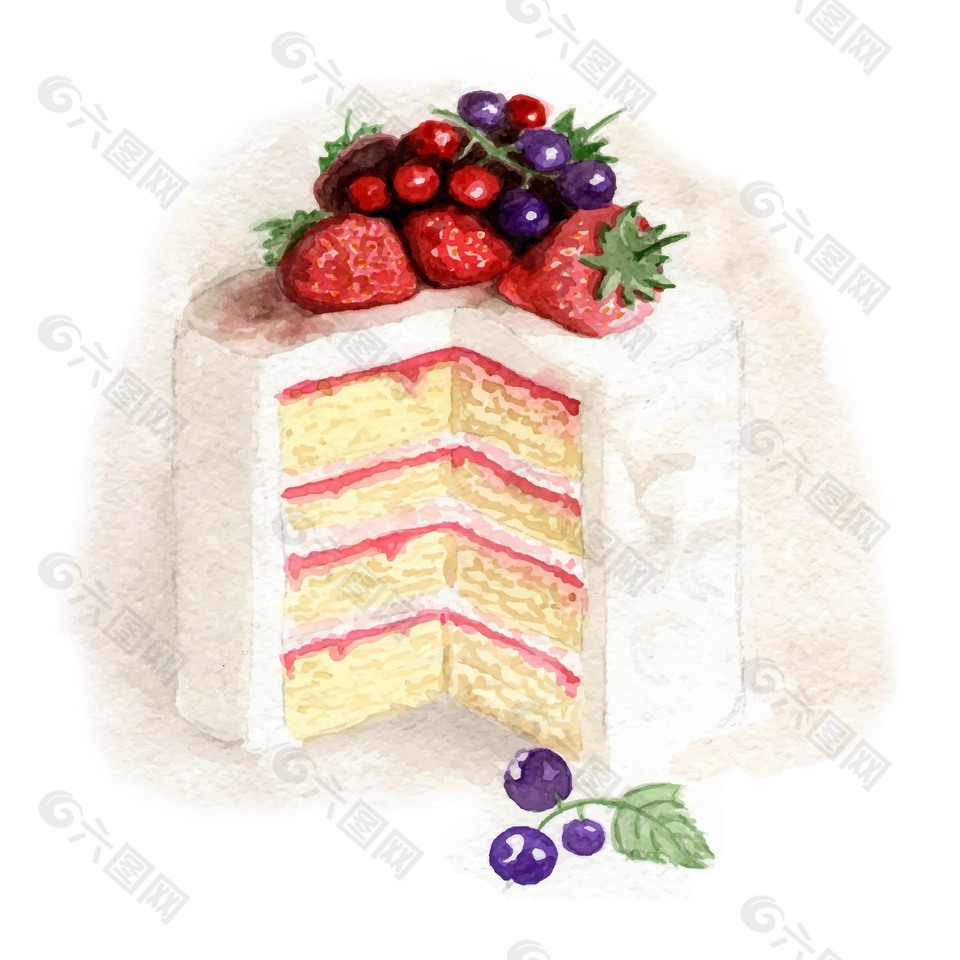 草莓蓝莓夹心奶油蛋糕