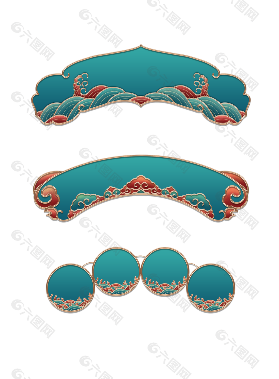 大气复古绿国潮风标题边框素材下载