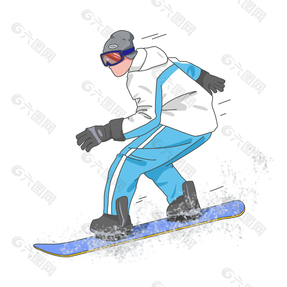 手绘简约冬季帅气滑雪人物插画素材下载