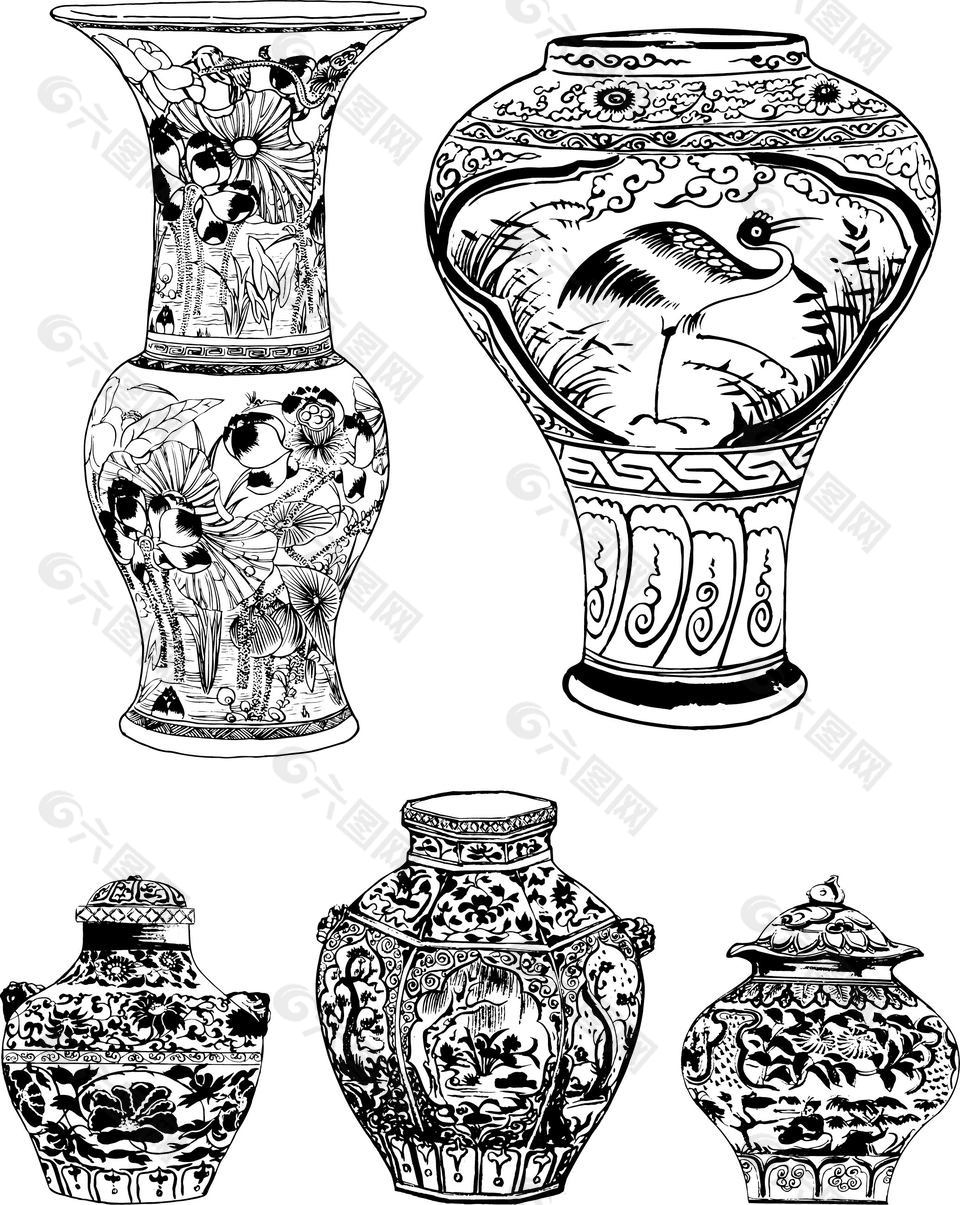 传统花瓶瓷器纹样