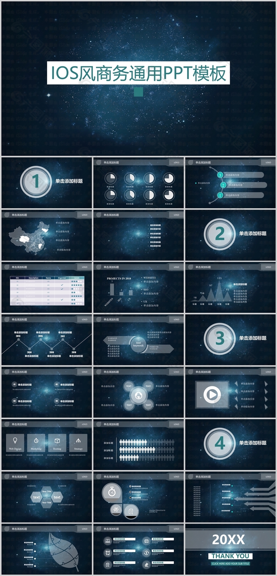 IOS风商务通用工作汇报PPT模板