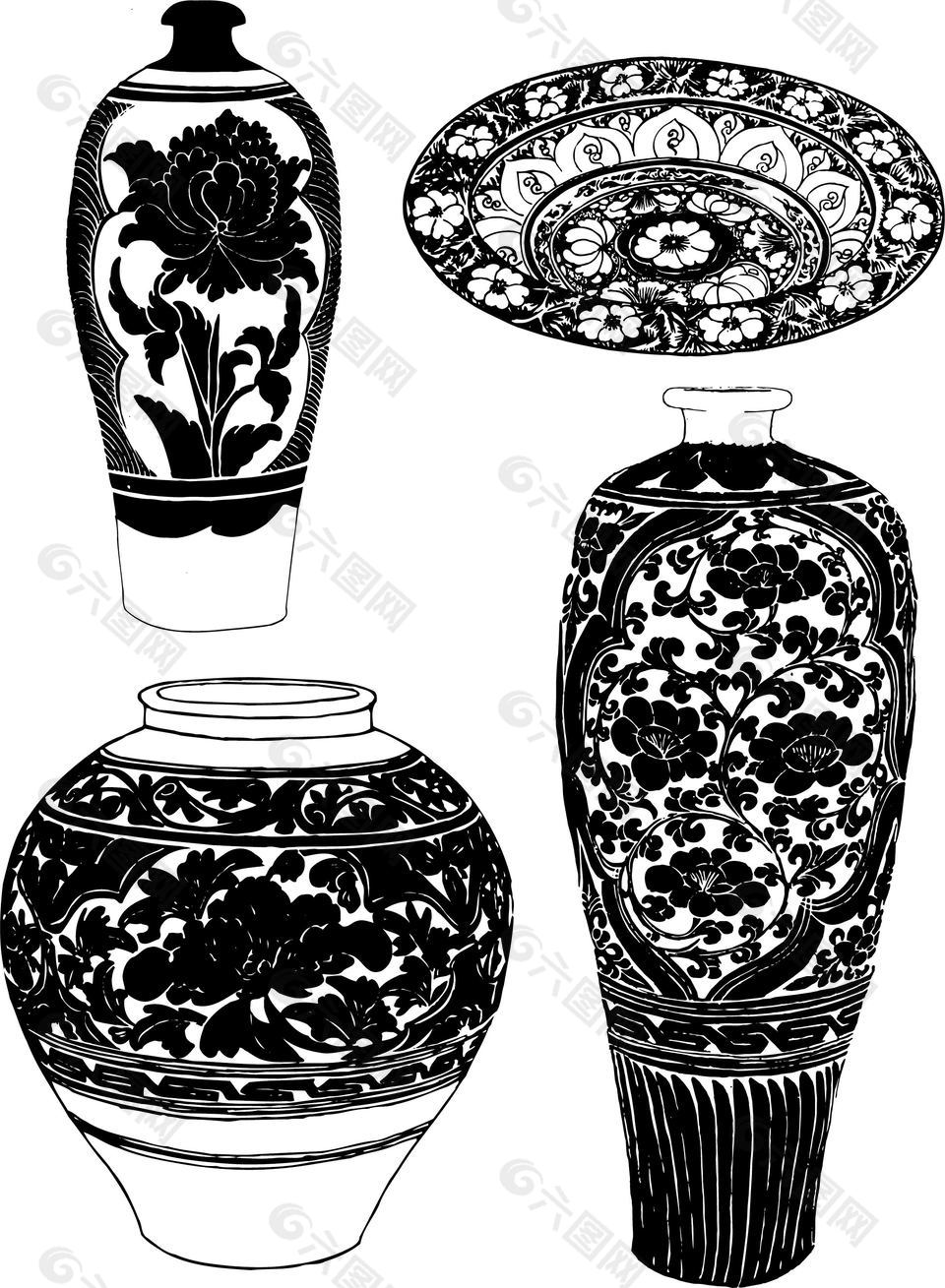 传统花瓶瓷器纹样