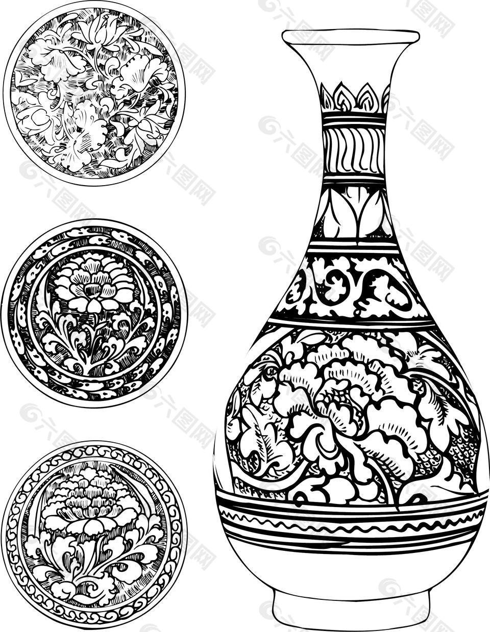 古典瓷器传统纹样图