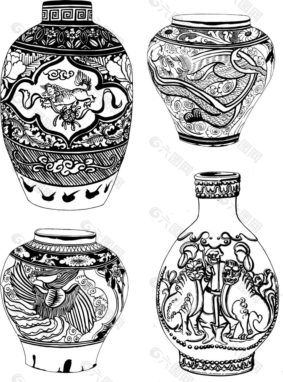 传统艺术瓷器花纹纹样图