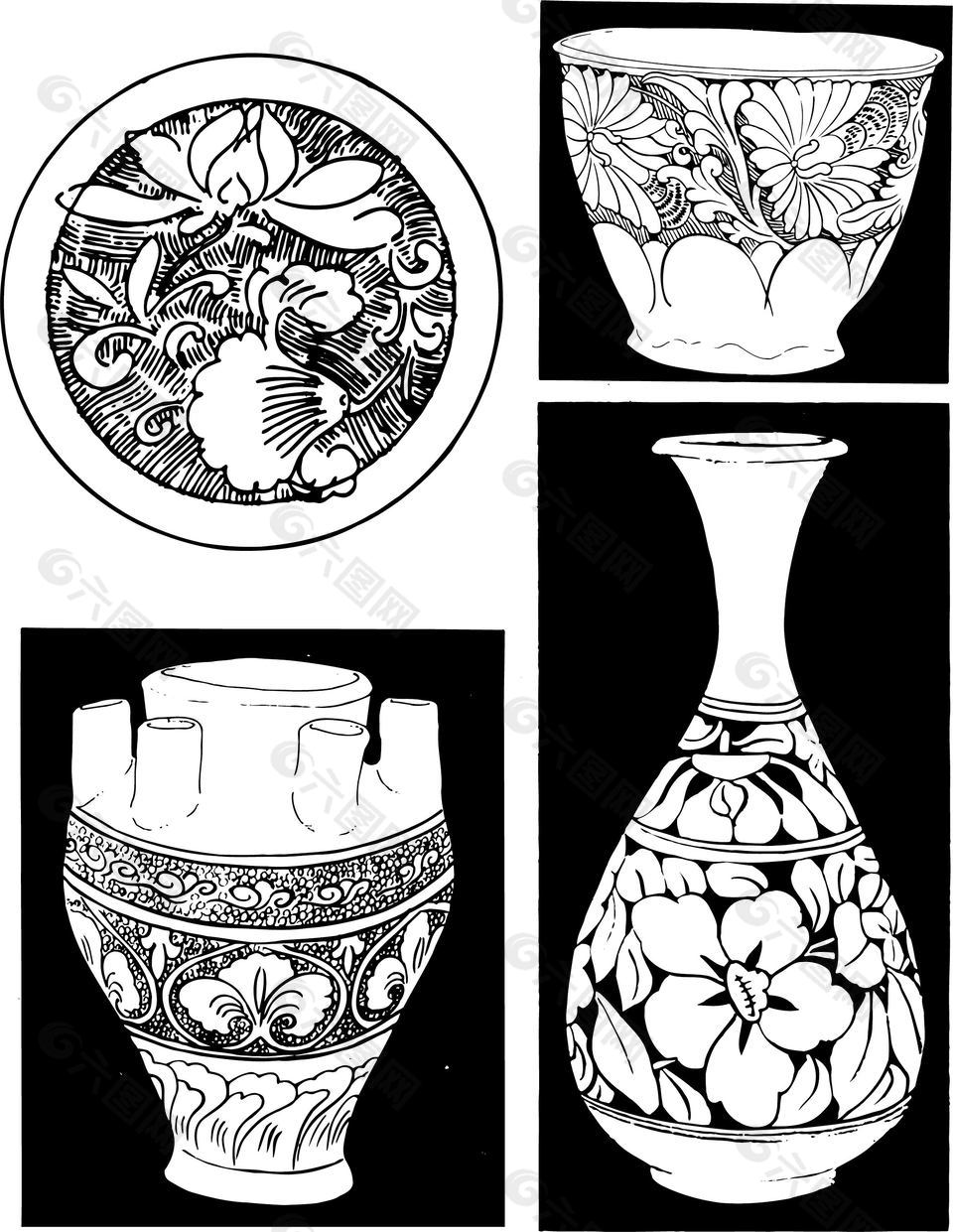 传统艺术瓷器花纹纹样图