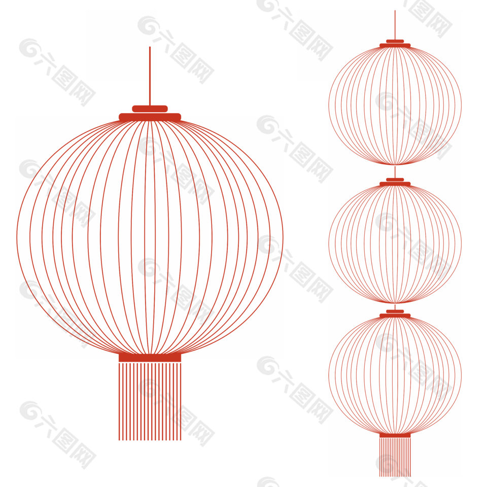 红色喜庆中国风春节描边灯笼