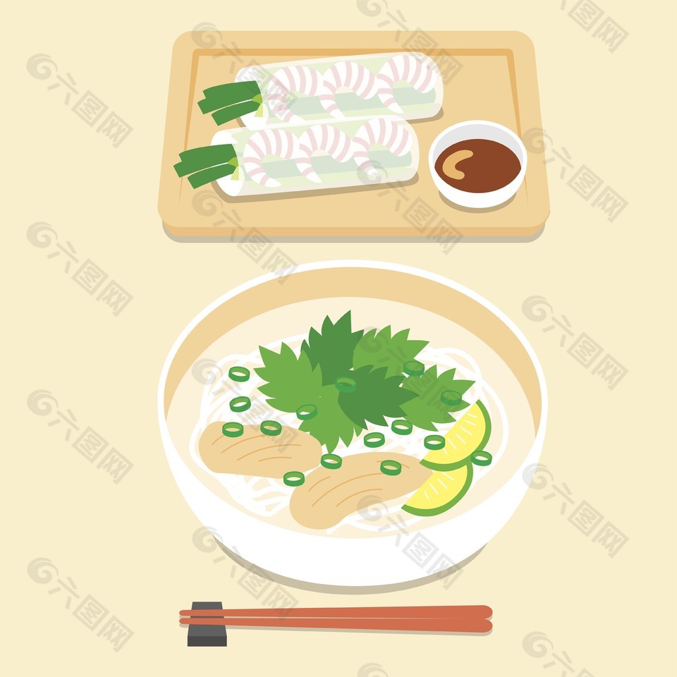 日本美食豚骨拉面插画