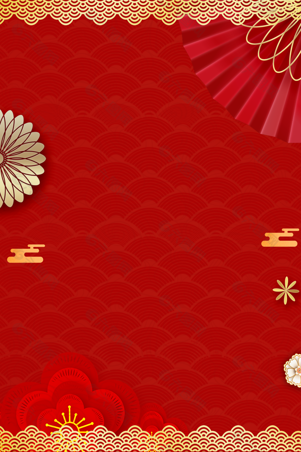 红色喜庆中国风新年H5背景图下载
