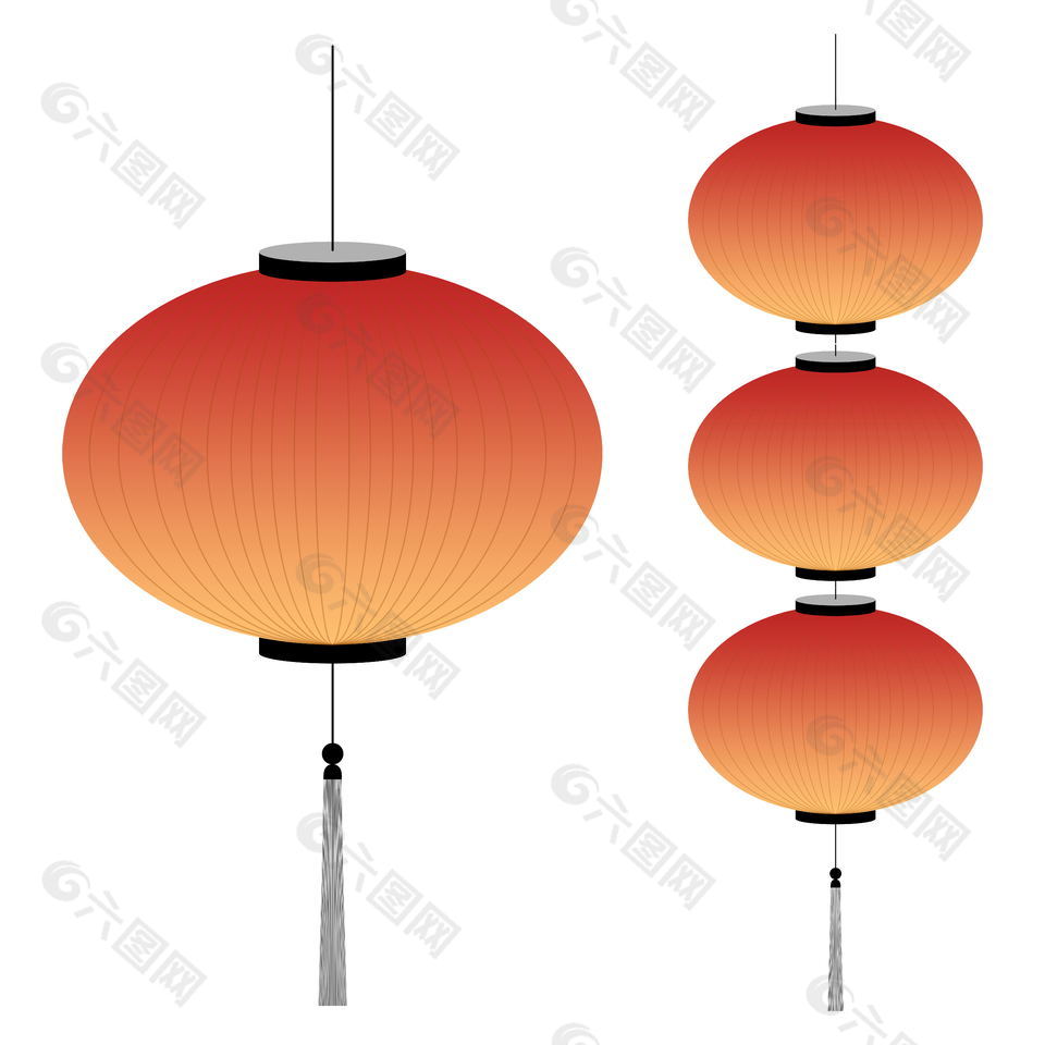 中式国风节日装饰元素红色灯笼
