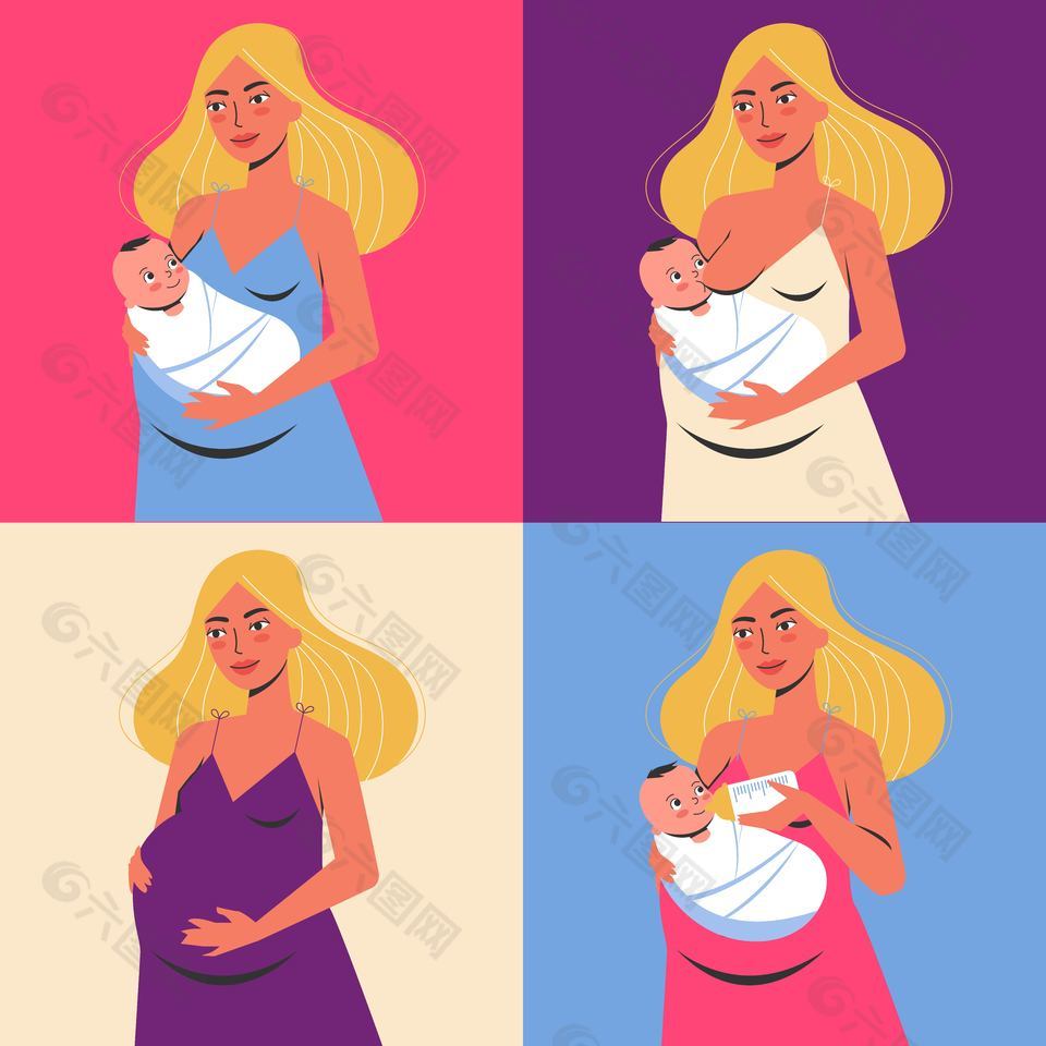 时尚怀孕妇女插画设计