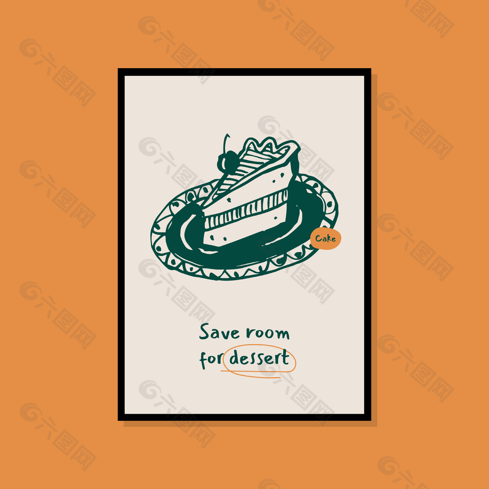 北欧甜品店美食挂画