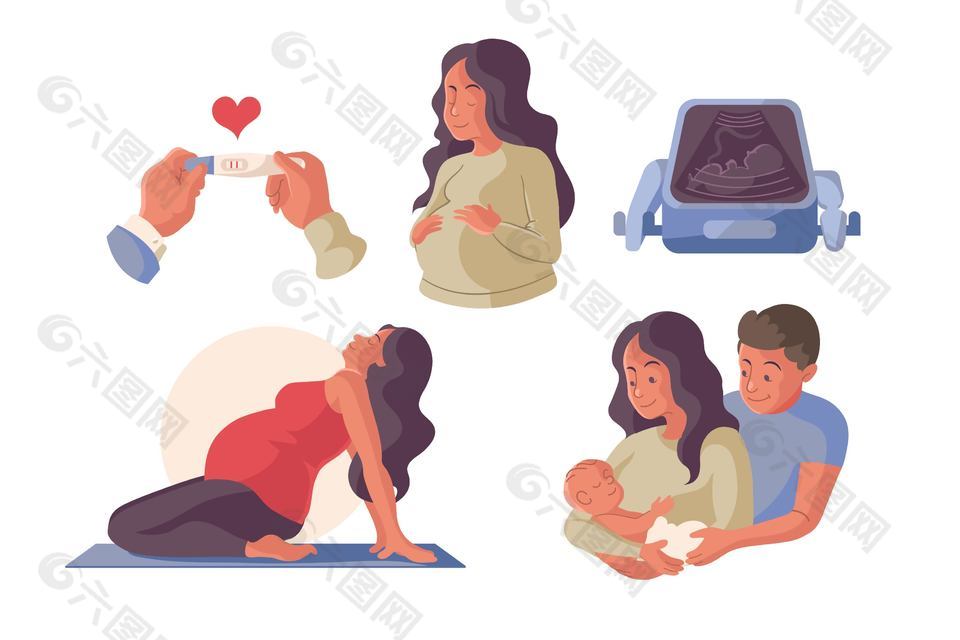 时尚怀孕妇女插画设计