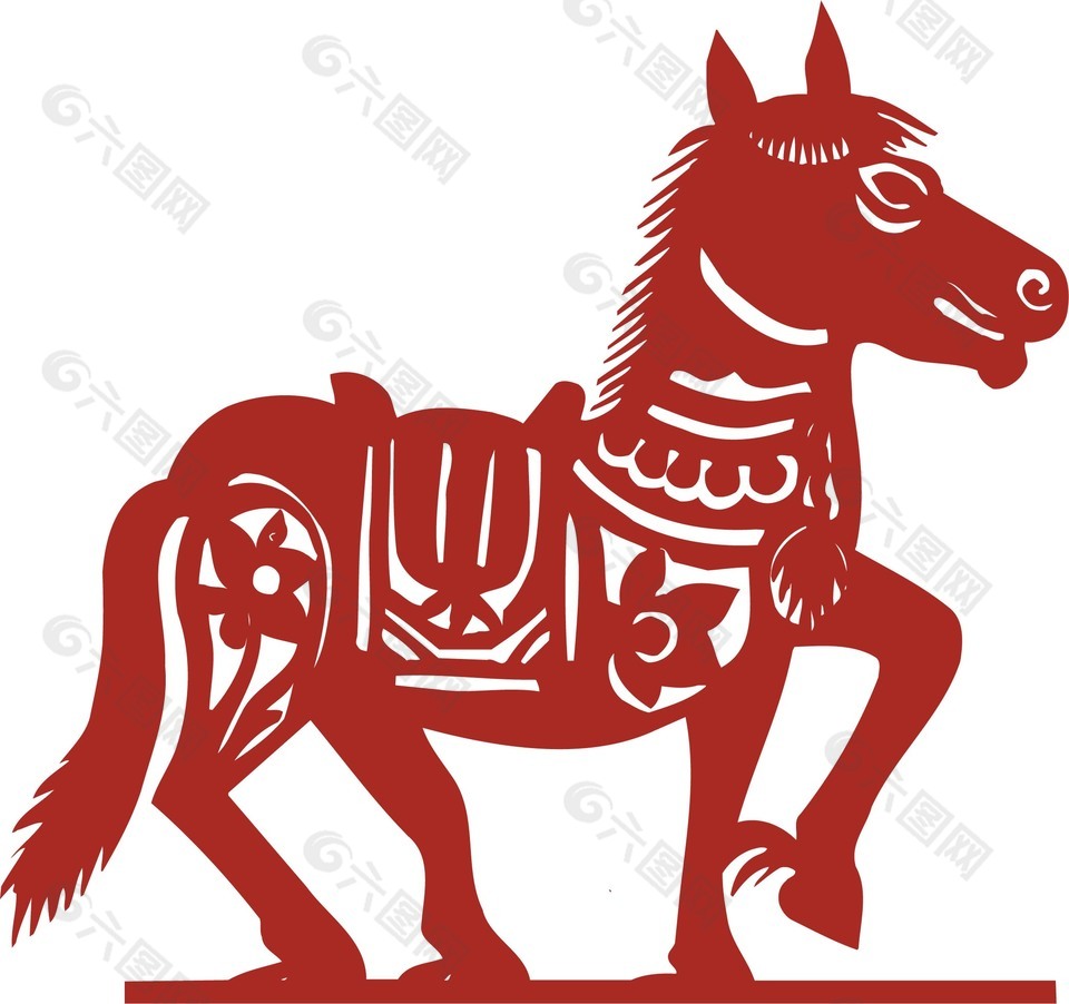 中华传统动物剪纸马