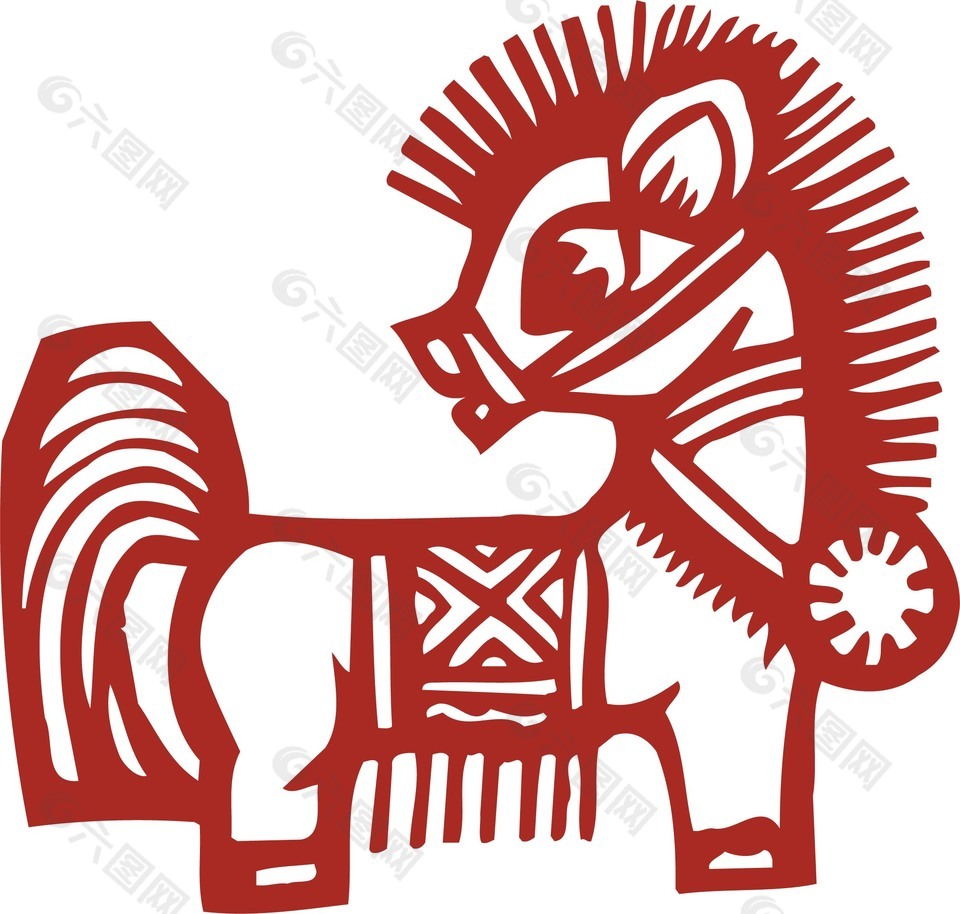 中国传统剪纸马元素