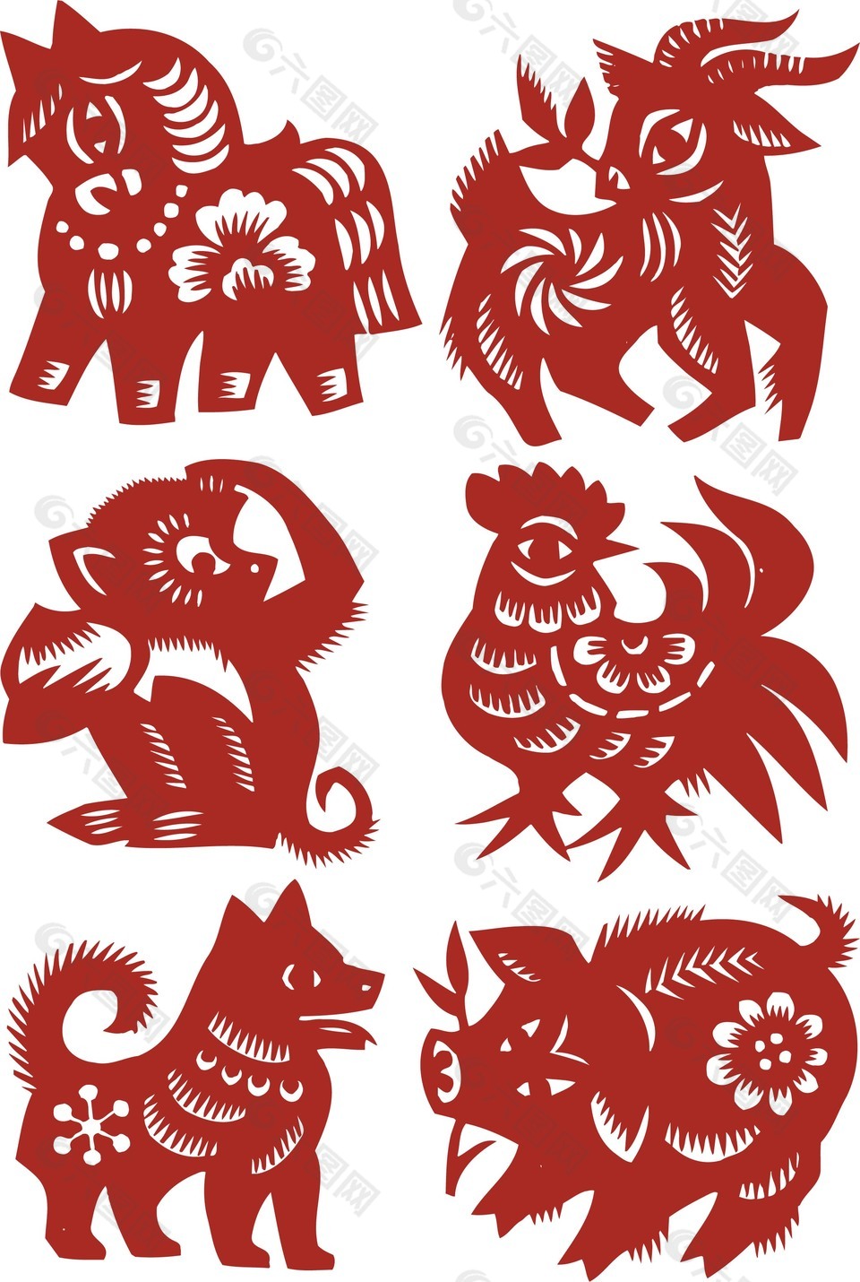 中国传统剪纸动物图案