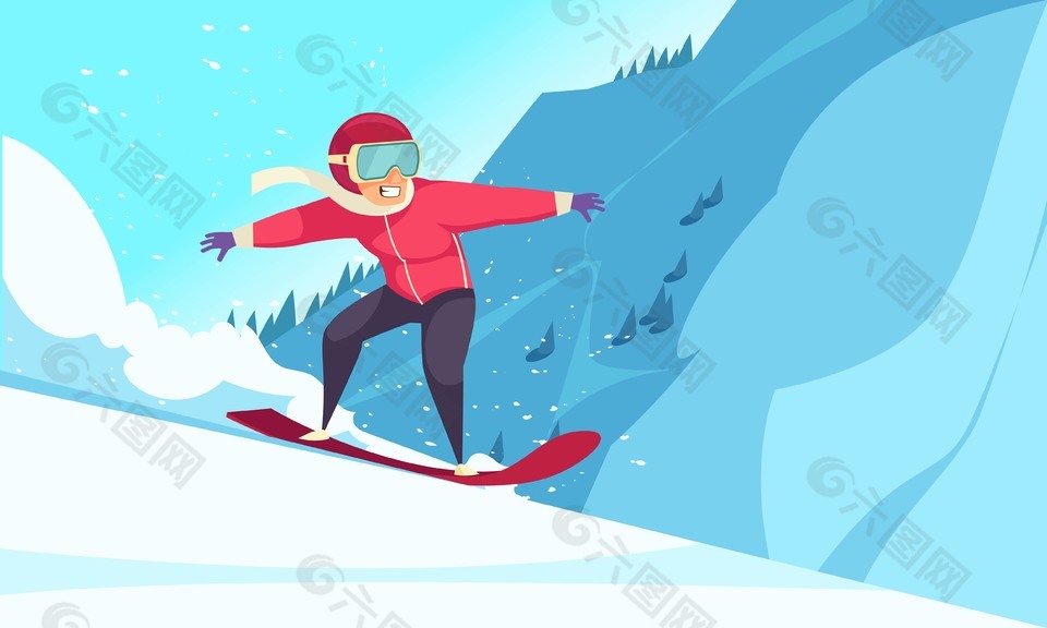 冰雪运动项目滑雪插画