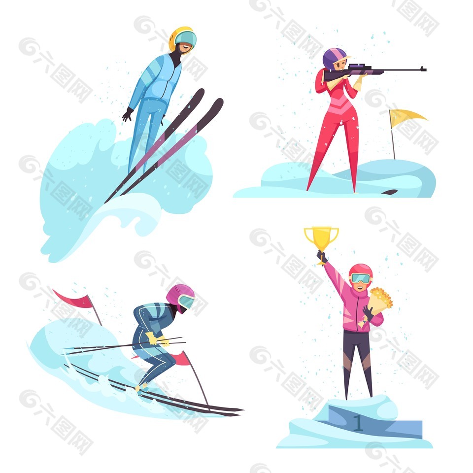 冰雪运动项目滑雪插画