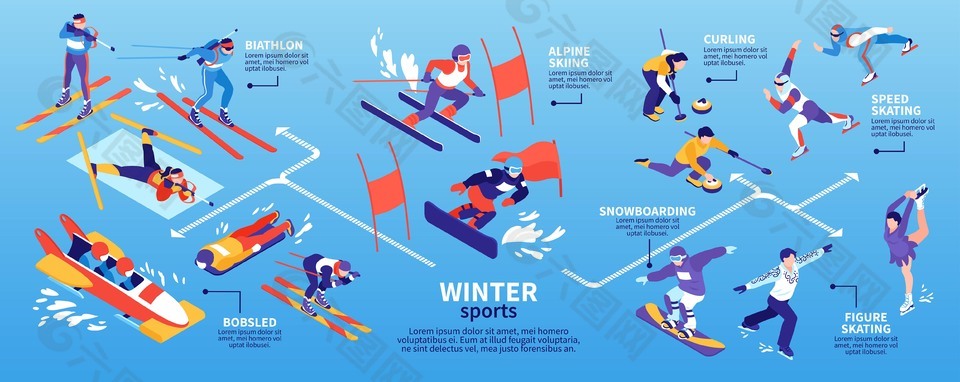 冬季冰雪运动插画图片