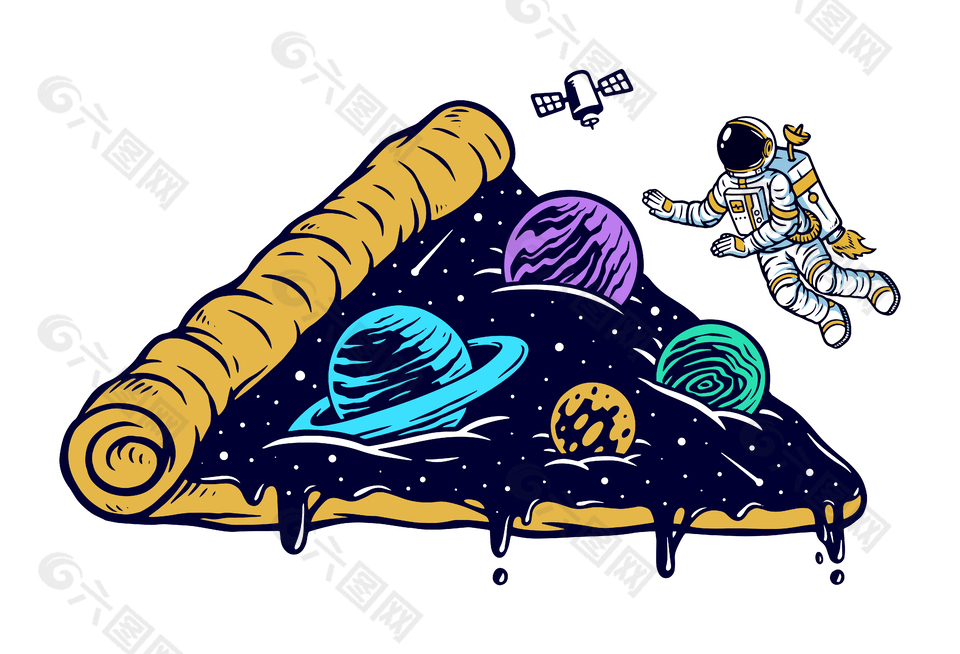 太空人滑板插画