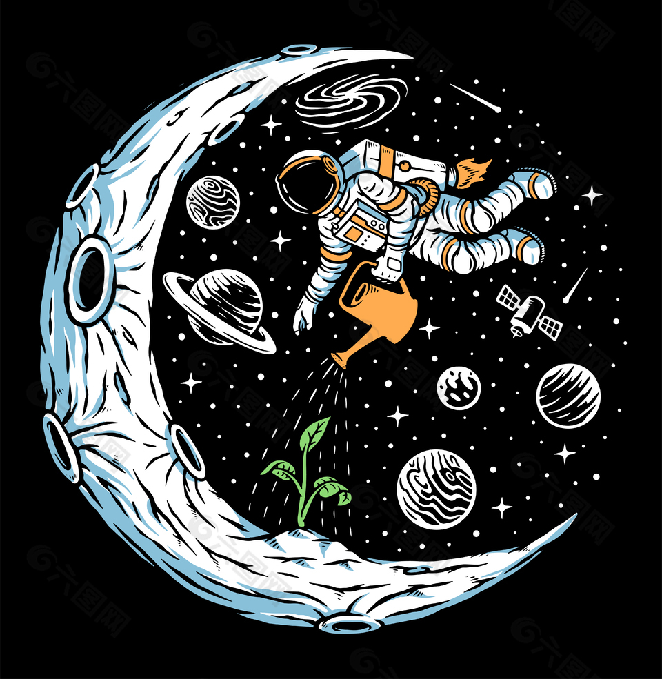 简约太空人插画